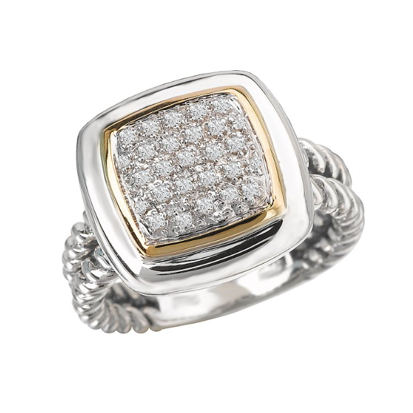 18K Yellow Gold & Sterling Silver 0.15ctw, Diamond Ring Size 7 Blocher Jewelers Ellwood City, PA