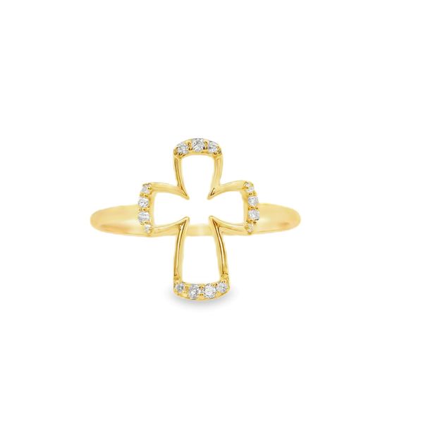 14K Yellow Gold 0.08ctw Diamond Open Cross Ring, Size 7 Blocher Jewelers Ellwood City, PA