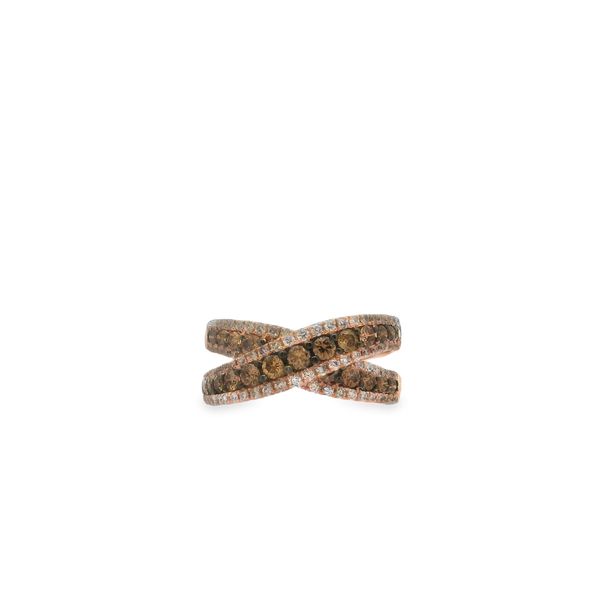 14K Rose Gold Crisscross Ring with 0.766ctw Brown Diamonds, and 0.505ctw Natural Diamonds, Size 7.5 Blocher Jewelers Ellwood City, PA