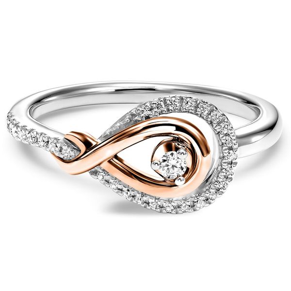 10K 1/6ctw Rose Gold & Silver Intertwined Infinity Diamond Ring Blocher Jewelers Ellwood City, PA