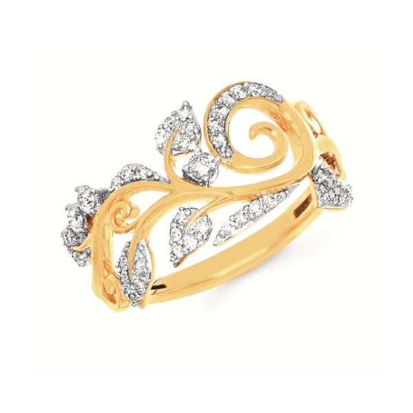 14K YG 0.25ctw Diamond Vine-Inspired Ring, Size 6.5 Blocher Jewelers Ellwood City, PA