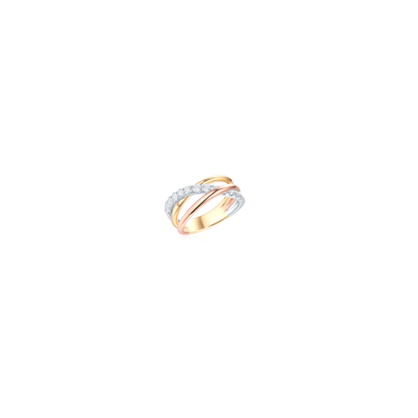 14K Tri-Color 0.79ctw Diamond Crossover Ring Size 7 Blocher Jewelers Ellwood City, PA