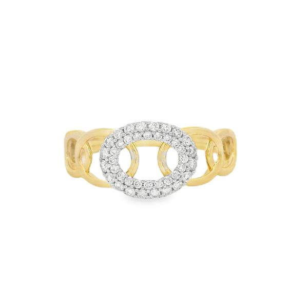 10K Yellow Gold 0.25ctw Diamond Oval Link Fashion Ring Size 7 Blocher Jewelers Ellwood City, PA