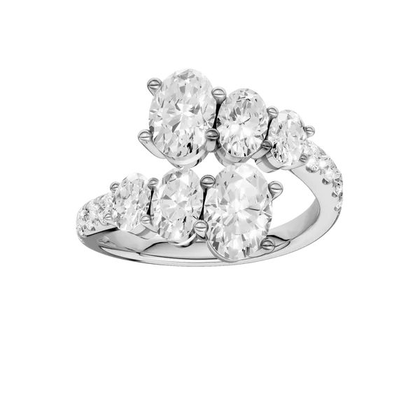 14KWG 3ctw Oval Lab Grown Diamond Bypass Ring, E-F, VS, Size 7 Blocher Jewelers Ellwood City, PA