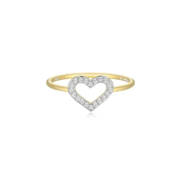 Open Heart Stackable Ring in 14K Yellow Gold-Plated Sterling Silver, Size 6, 1/10ct, G-H, SI Blocher Jewelers Ellwood City, PA