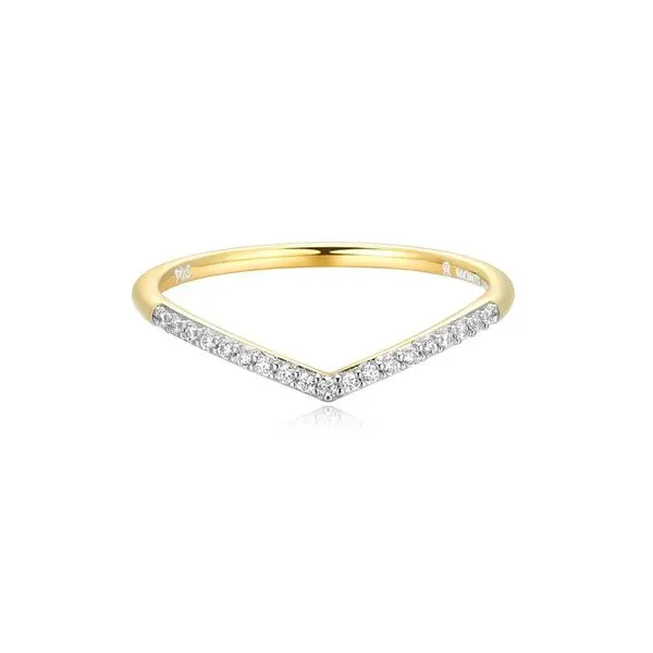 Chevron Stackable Ring in 14K Yellow Gold-Plated Sterling Silver, Size 7, 1/10 ct, G-H, SI Blocher Jewelers Ellwood City, PA