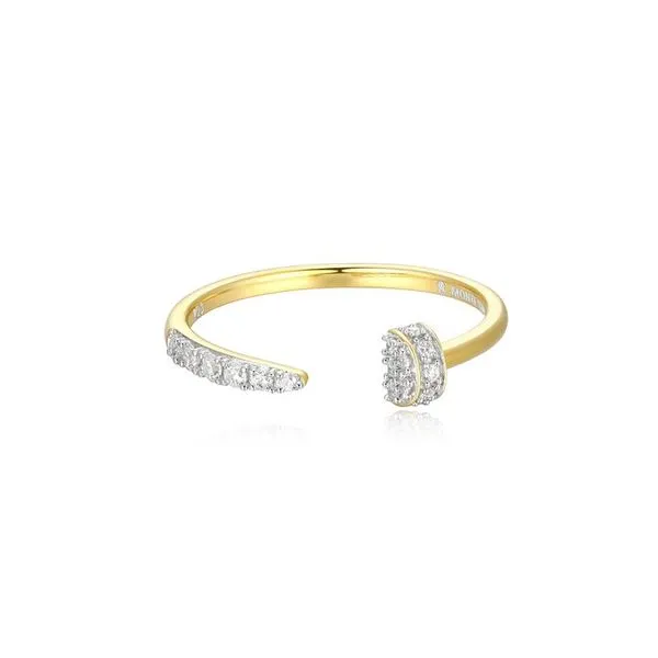 Nail Bypass 1/8ctw Lab Grown Diamond Ring in 14K Yellow Gold-Plated Sterling Silver, Size 7, G/H, SI Blocher Jewelers Ellwood City, PA