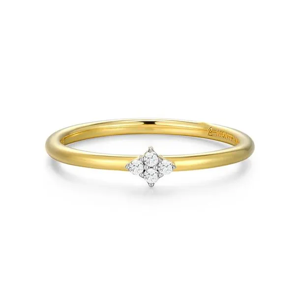 Four Cluster 1/20ctw Lab-Created Diamond Ring in 14K Gold & Rhodium-Plated Sterling Silver, Size 7, G/H, SI Blocher Jewelers Ellwood City, PA