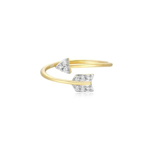 Arrow Bypass 1/10ctw Lab Grown Diamond Ring in 14K Yellow Gold-Plated Sterling Silver, G/H, SI, Size 7 Blocher Jewelers Ellwood City, PA