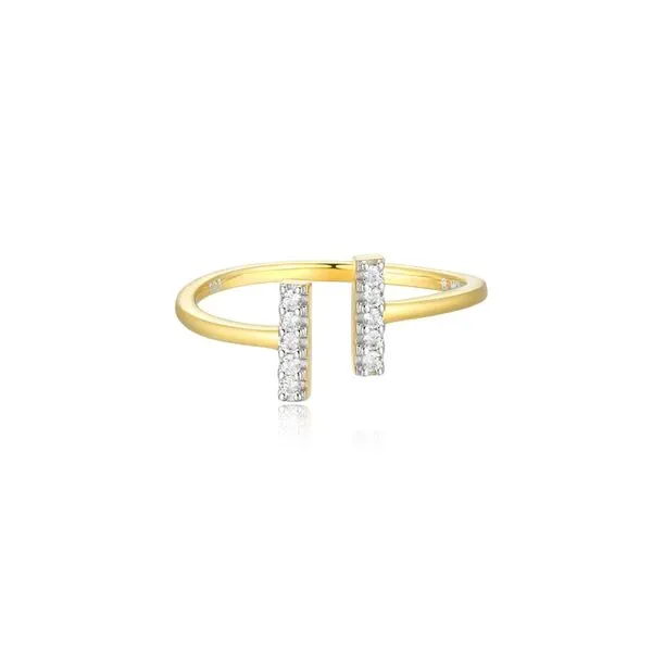 Parallel Bars Open 1/10ctw Lab Grown Diamond Ring in 14K Yellow Gold-Plated Sterling Silver, H/H, SI, Size 7 Blocher Jewelers Ellwood City, PA