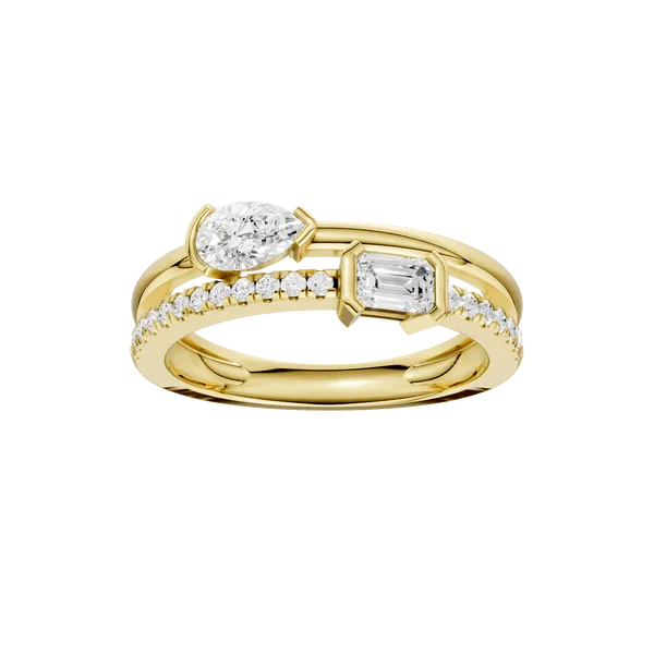 14KYG 5/8ctw Emerald and Pear Lab Grown Diamond Stackable Ring, E-F, VS, Size 7 Blocher Jewelers Ellwood City, PA