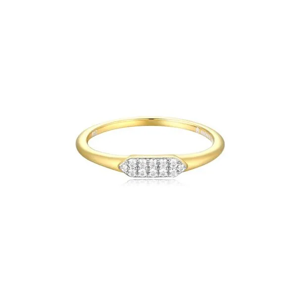Long Hex 1/10ctw Lab Grown Diamond Stackable Ring in 14K Yellow Gold-Plated Sterling Silver, Size 7, G/H, SI Blocher Jewelers Ellwood City, PA