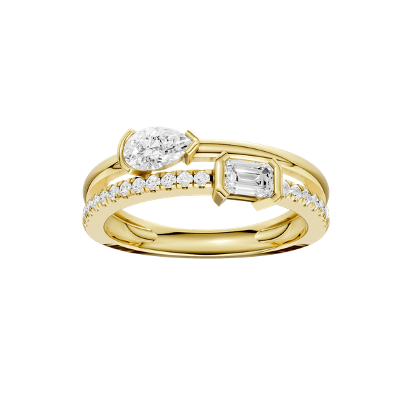 14KYG 5/8ctw Emerald and Pear Lab Grown Diamond Stackable Ring, E-F, VS, Size 7 Blocher Jewelers Ellwood City, PA