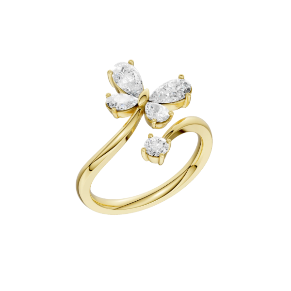 14K YG 1.1ctw Butterfly Bypass Lab Grown Diamond Ring, Size 7 Image 2 Blocher Jewelers Ellwood City, PA