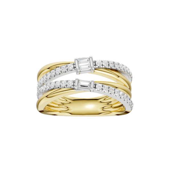 14K Two-Tone 0.4ctw Lab Grown Diamond Stackable Ring, Size 7, 2 Baguettes and 41 Round Diamonds, E/F, VS Image 2 Blocher Jewelers Ellwood City, PA