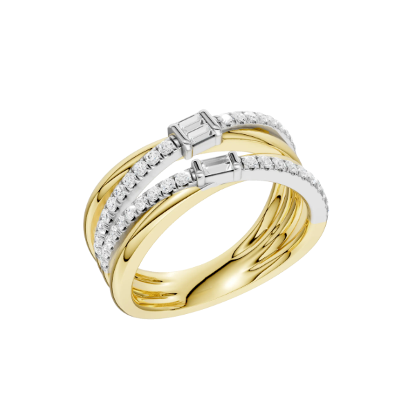 14K Two-Tone 0.4ctw Lab Grown Diamond Stackable Ring, Size 7, 2 Baguettes and 41 Round Diamonds, E/F, VS Blocher Jewelers Ellwood City, PA