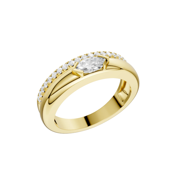 14K YG 3/8ctw Lab Grown Diamond Fashion Ring, Size 7, 21 Round and 1 (0.25ctw) Marquise Diamond, E/F, VS Blocher Jewelers Ellwood City, PA