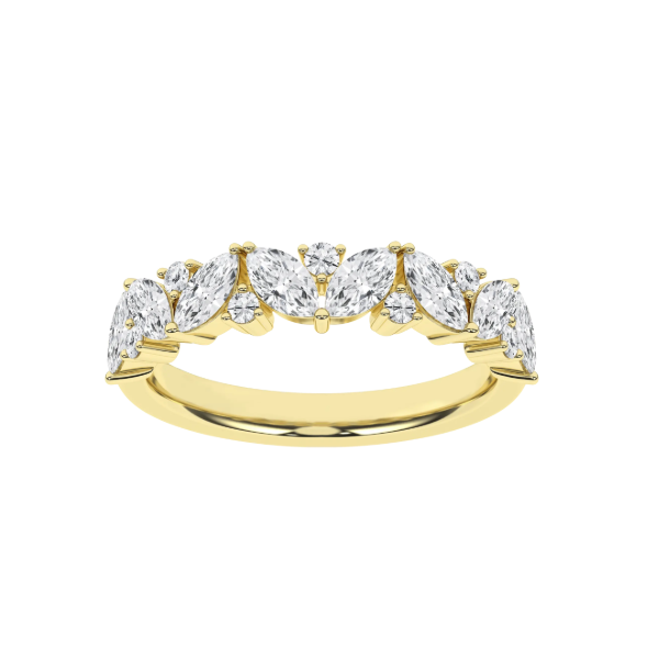 14K YG 1ctw Marquise and Round Lab Grown Diamond Band, Size 7, 15 Diamonds, E/F, VS Image 2 Blocher Jewelers Ellwood City, PA