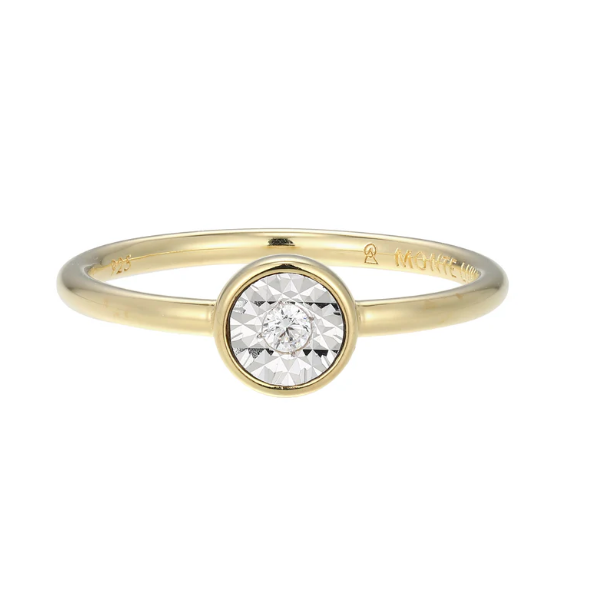 1/20ctw Bezel-Set Lab-Created Diamond Ring, Size 7,  G-H, SI, 14K Yellow Gold-Plated Sterling Silver Blocher Jewelers Ellwood City, PA