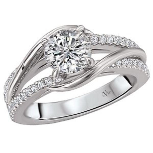 14K White Free-Form Semi-Mount Diamond Engagement Ring Blocher Jewelers Ellwood City, PA