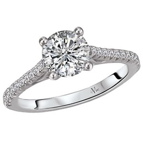 14K White Diamond Accented Shoulder Semi-Mount Engagement Ring Blocher Jewelers Ellwood City, PA