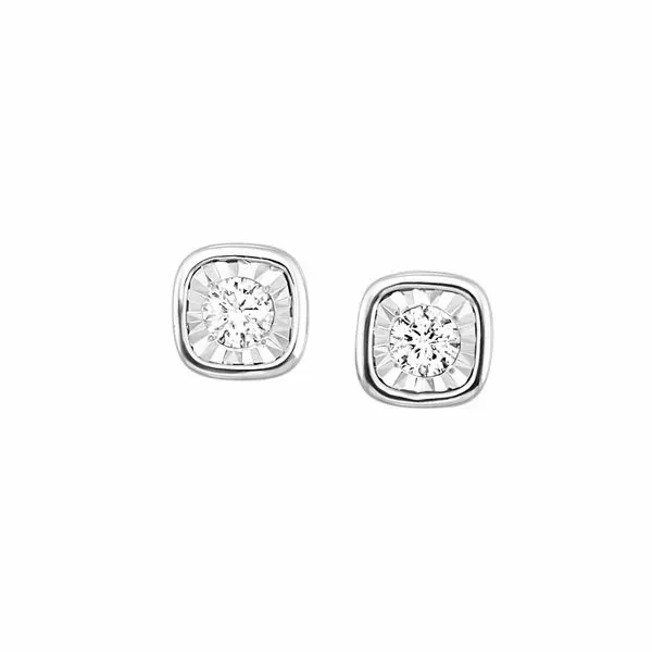 14K White Gold Round Diamond Stud Earrings Blocher Jewelers Ellwood City, PA