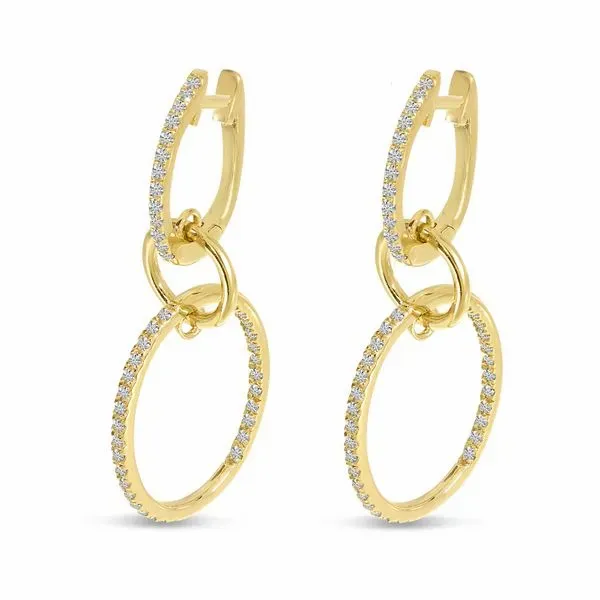 14K Yellow Gold Double Diamond Hoop Earrings Blocher Jewelers Ellwood City, PA