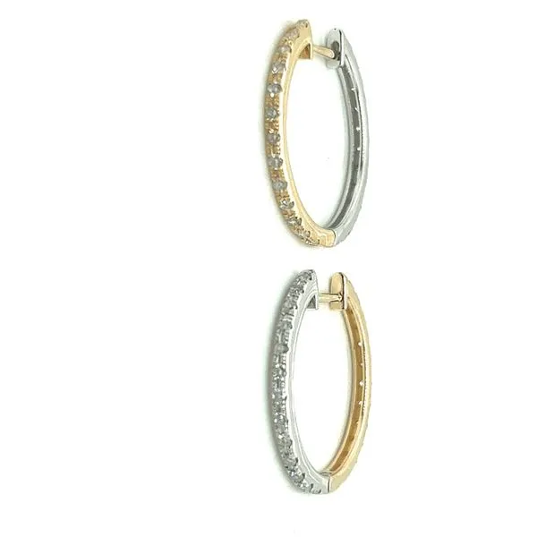 14KT Yellow and White Gold Reversible Hoops with 0.52TW Diamonds Blocher Jewelers Ellwood City, PA
