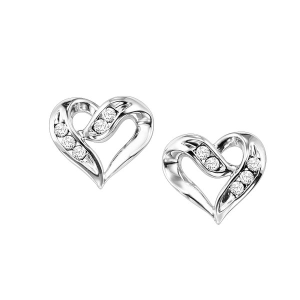 Sterling Silver Stud Heart Earrings with Diamonds Blocher Jewelers Ellwood City, PA