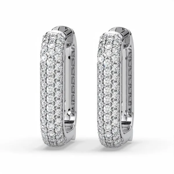 14K White Gold Diamond Pave Hoop Earrings 0.52Tw Blocher Jewelers Ellwood City, PA