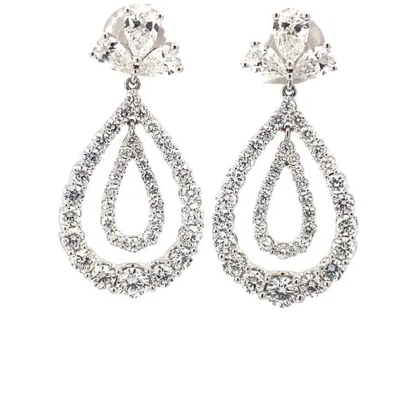 14K White Gold Lab-Grown Diamond Tear Drop Fashion Earrings 4.0Tw Blocher Jewelers Ellwood City, PA