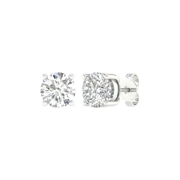 14K White Gold Lab Grown Diamond Round Solitaire Studs 3.07Tw Blocher Jewelers Ellwood City, PA