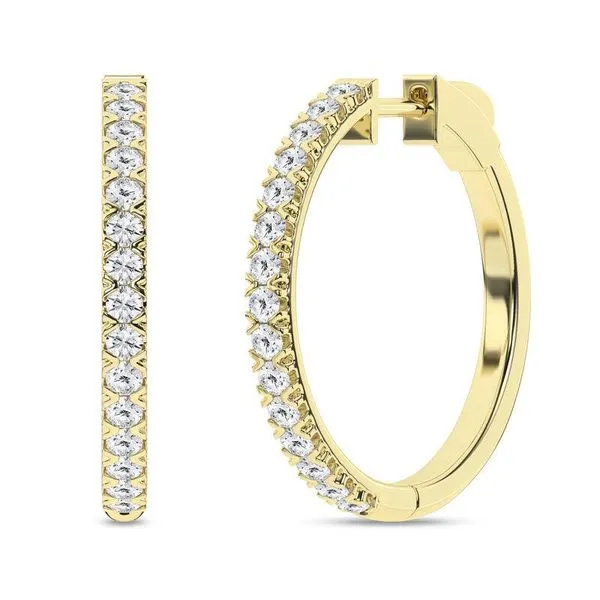 14K Yellow Gold Lab Grown Diamond Inside-Out Huggie Hoop 1.0CTW Blocher Jewelers Ellwood City, PA