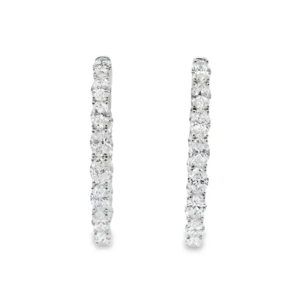 14K White Gold Oval Lab Grown Diamond Inside-Out Hoops with 5.16CTW Diamonds Blocher Jewelers Ellwood City, PA