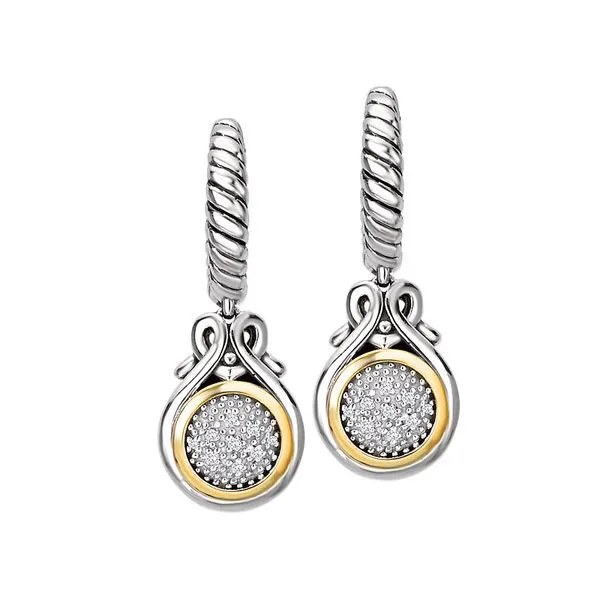 Sterling Silver and 18K Yellow Gold Diamond Pave Dangle Earrings with 0.06CTW Diamonds Blocher Jewelers Ellwood City, PA