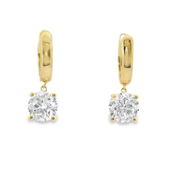 2 CT 14 KT Yellow Gold Hanging Solitare Earrings Blocher Jewelers Ellwood City, PA