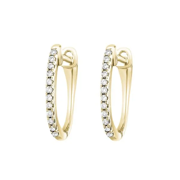 10K Yellow Gold Oval Huggie Earrings With 24=0.10Tw Round Diamonds Blocher Jewelers Ellwood City, PA