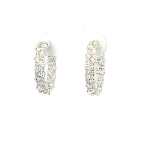 14K WG 1.75ctw Diamond Inside/Outside Hoop Earrings Image 2 Blocher Jewelers Ellwood City, PA