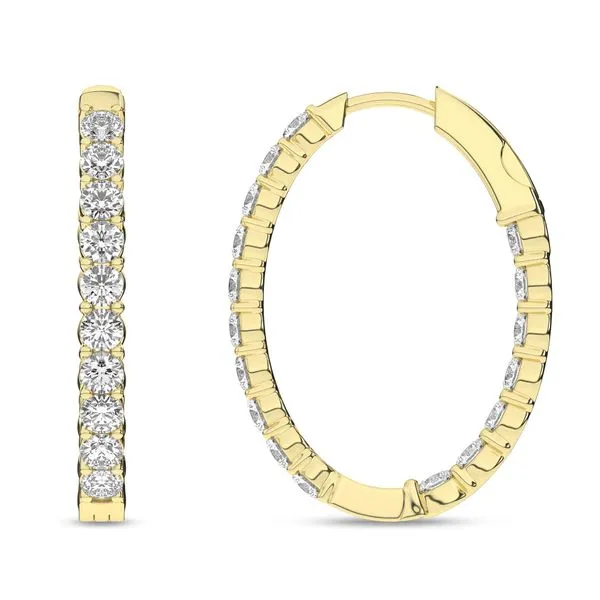 14K Yellow Gold Inside-Out Lab Grown Diamond Oval Hoops 3.0CT Blocher Jewelers Ellwood City, PA