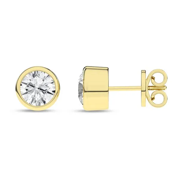14K Yellow Gold Bezel Lab Grown Diamond Studs 2Ct Blocher Jewelers Ellwood City, PA