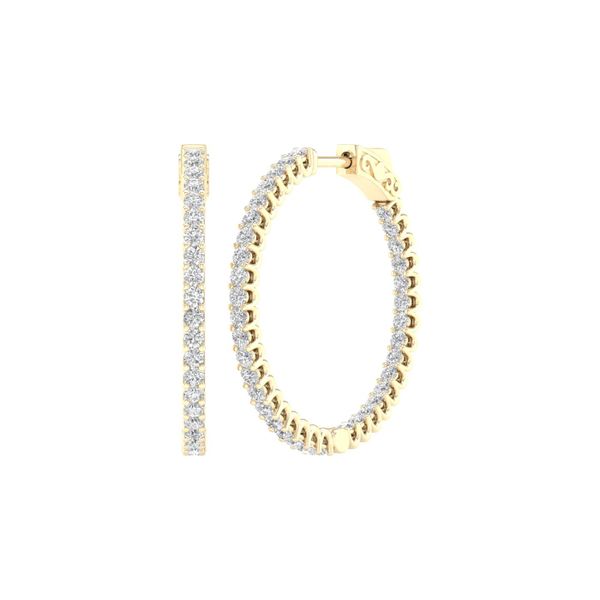 14K Yellow Gold Lab Grown Diamond Inside-Out Huggie Hoop 2.0CTW Blocher Jewelers Ellwood City, PA