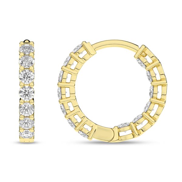 14K Yellow Gold Lab Grown Diamond Inside-Out Huggie Hoops with 26 Diamonds = 1.0CTW Blocher Jewelers Ellwood City, PA