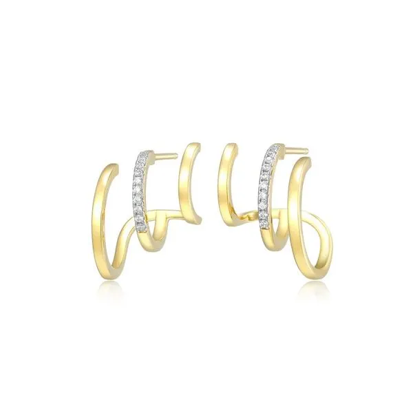 Multi-Hoop Claw 1/10ctw Lab Grown Diamond Stud Earrings in 14K Yellow Gold-Plated Sterling Silver, G/H, SI, 11.5mm x 14.3mm Blocher Jewelers Ellwood City, PA