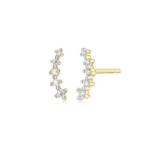 Climber Stud 1/20ctw Lab Grown Diamond Earrings in 14K Yellow Gold-Plated Sterling Silver, G/H, SI, 7.5mm Blocher Jewelers Ellwood City, PA