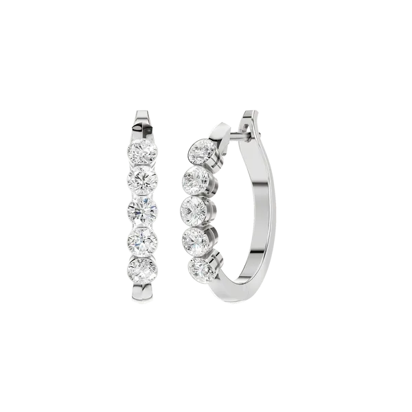 14K WG 2ctw Lab Grown Diamond Hoops, 5 Stone Blocher Jewelers Ellwood City, PA
