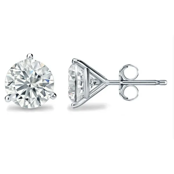 4ctw 14K White Gold Round Brilliant LG Diamond Solitaire Studs, F/G, VS Blocher Jewelers Ellwood City, PA