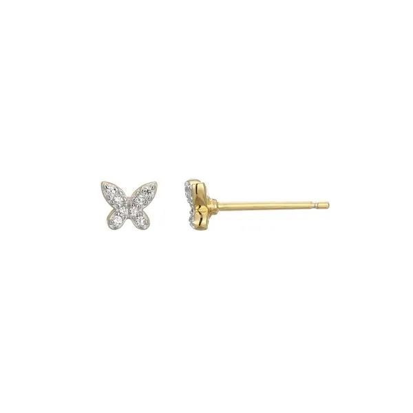 Petite Pave Butterfly Lab-Created Diamond Stud Earrings in 14K Gold & Rhodium-Plated Sterling Silver, 16stones, G/H, SI Blocher Jewelers Ellwood City, PA