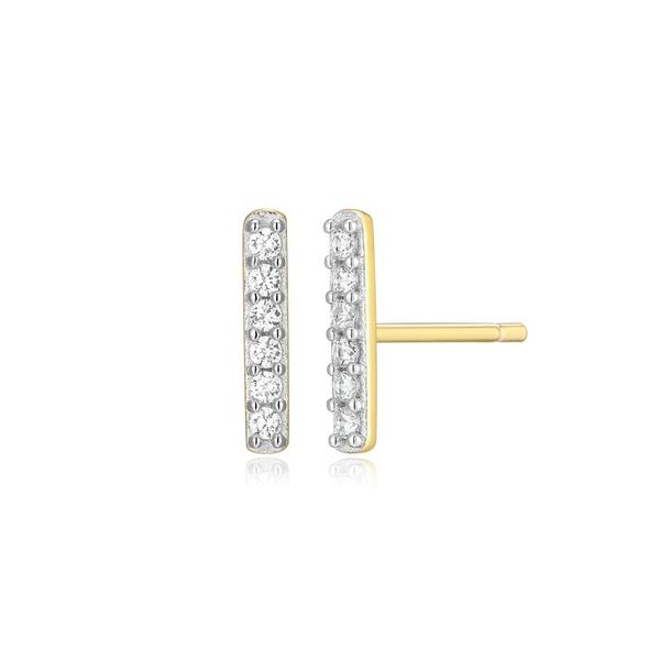 Bar Stud 1/10ctw Lab Grown Diamond Earrings in 14K Yellow Gold-Plated Sterling Silver, G/H, SI, 8.8mm Blocher Jewelers Ellwood City, PA
