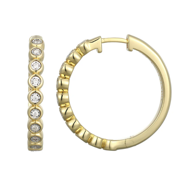 1/5ctw Bezel-Set Lab-Created Diamond Hoop Earrings, G-H, SI, 14K Yellow Gold-Plated Sterling Silver Blocher Jewelers Ellwood City, PA
