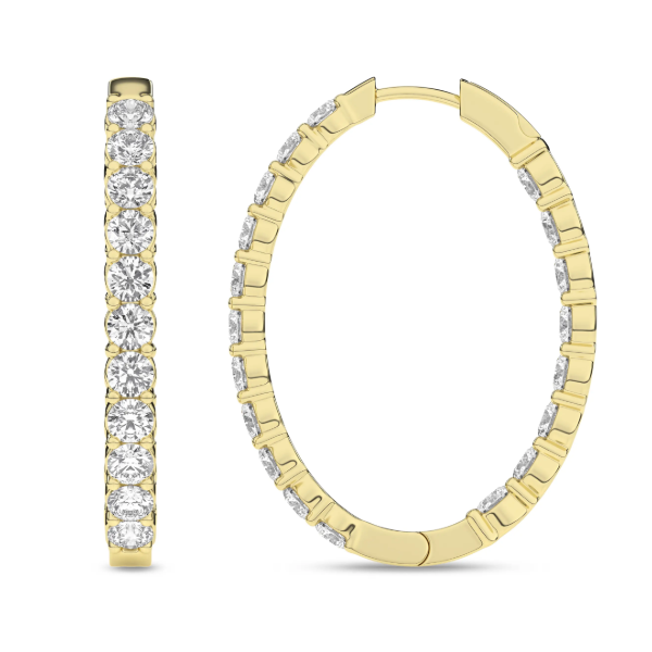 14K YG 5ctw Lab Grown Inside Out Diamond Oval Hoops, 38 Diamonds, E/F, VS Image 2 Blocher Jewelers Ellwood City, PA